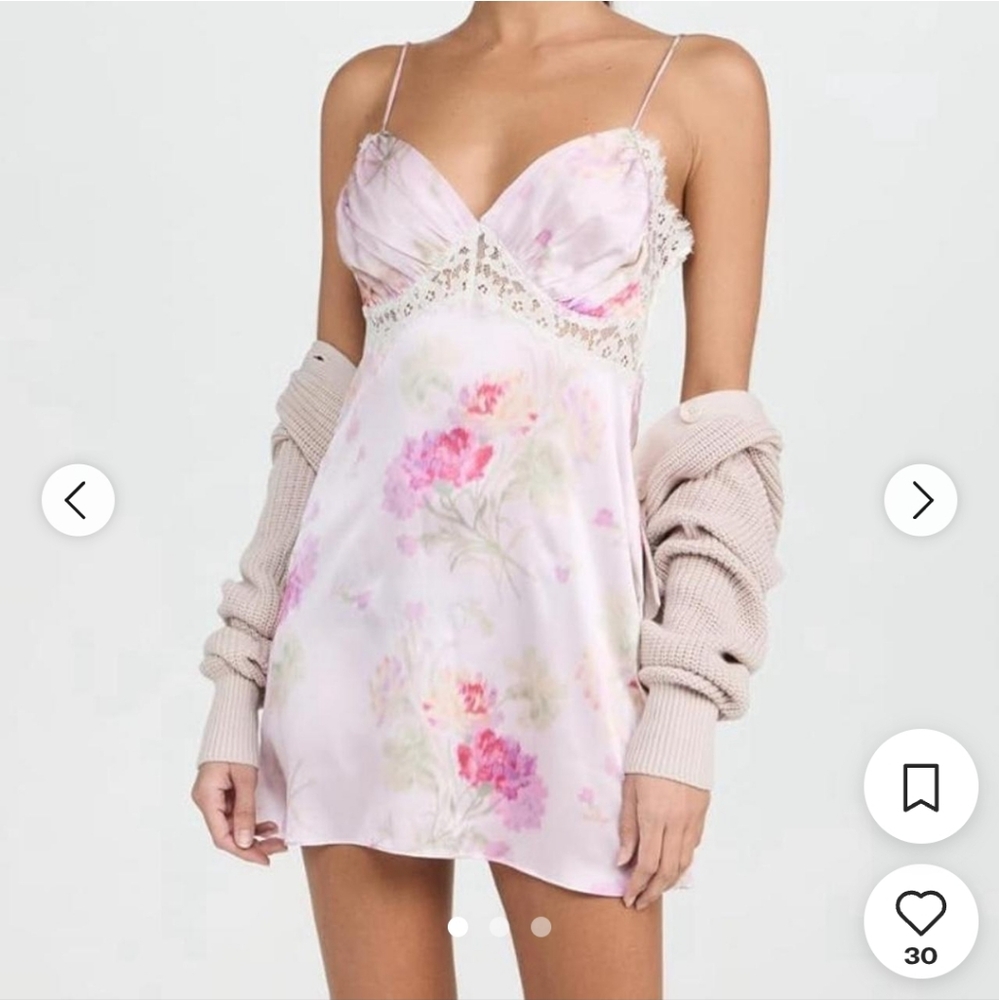 LoveShackFancy Pink Floral Mini Dress